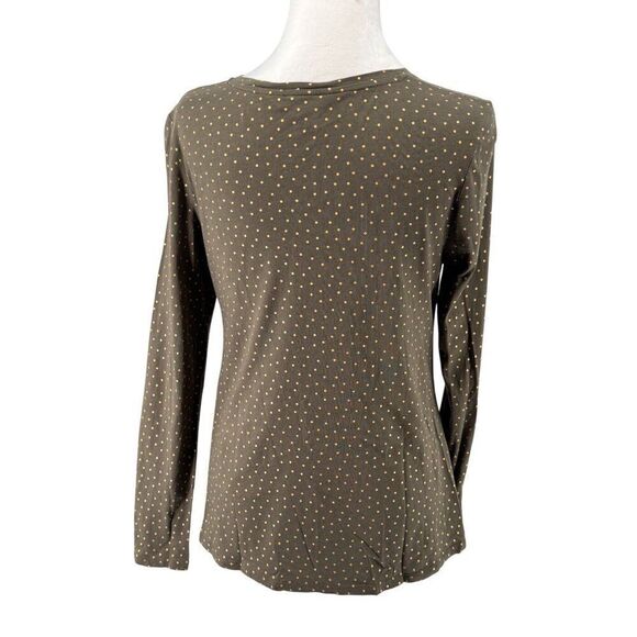 Boden Womens Long Sleeve Olive Green Polka Dot Top Size S EUC Stylish & Comfy - Picture 7 of 11